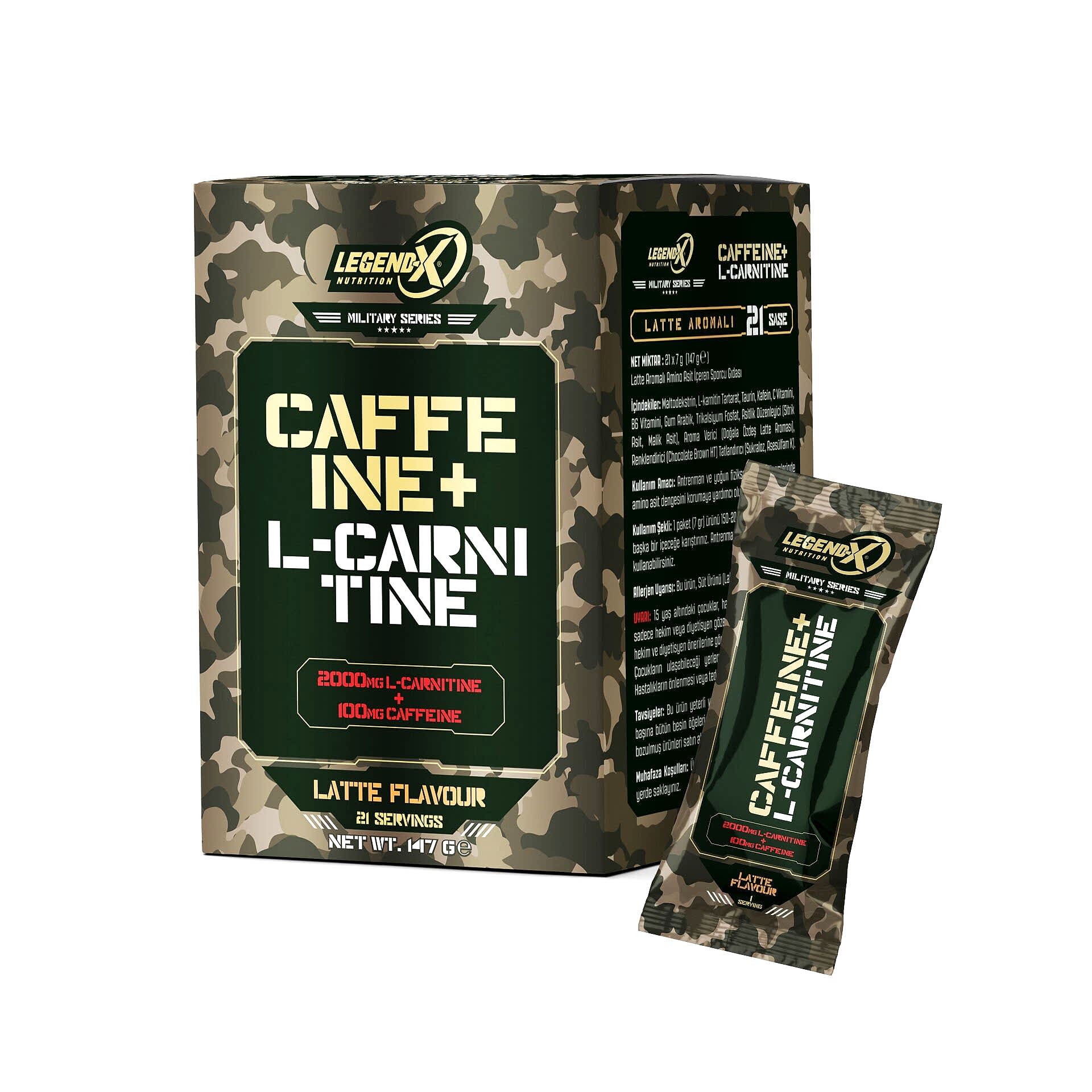 LegendX Caffeine + L-Carnitine Saşe 7 g – 2000 mg L-Carnitine & 100 mg Kafein | Latte Aromalı Termojenik Enerji