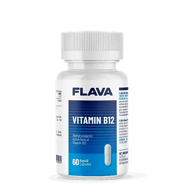Flava Vitamin B12 60 Kapsül – Enerji ve Metabolizma Desteği