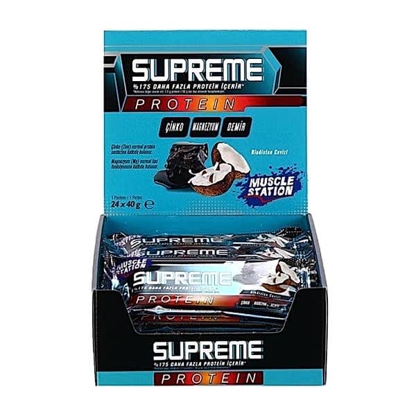 Muscle Station Supreme Protein Bar Dark Chocolate Coconut 40 Gr 24 Adet