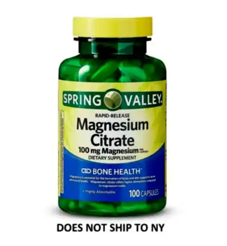 Spring Valley Magnesium Citrate 100 Kapsül – Magnezyum Takviyesi